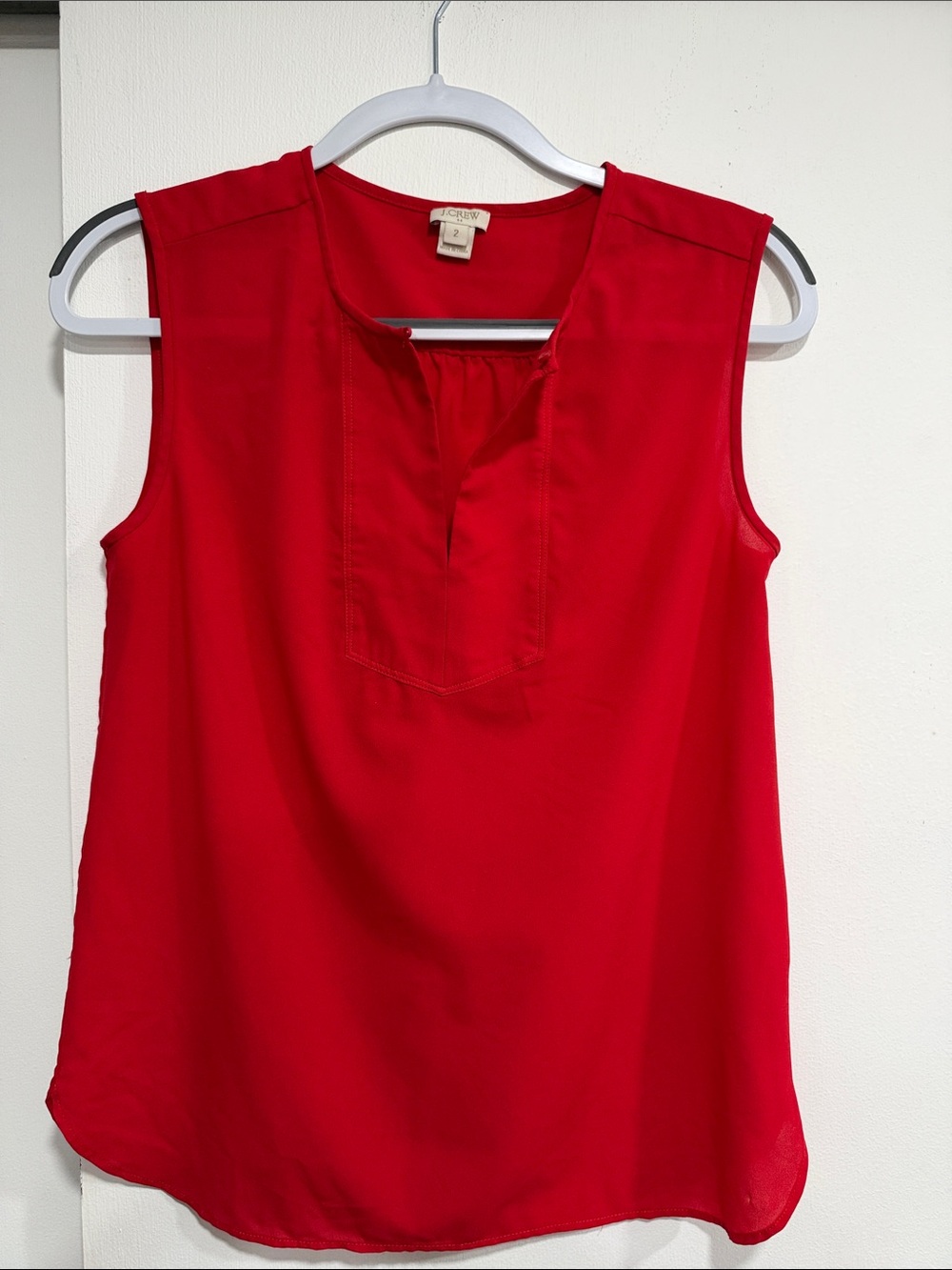 J. Crew Bold Red Split-Neck Sleeveless Camisole